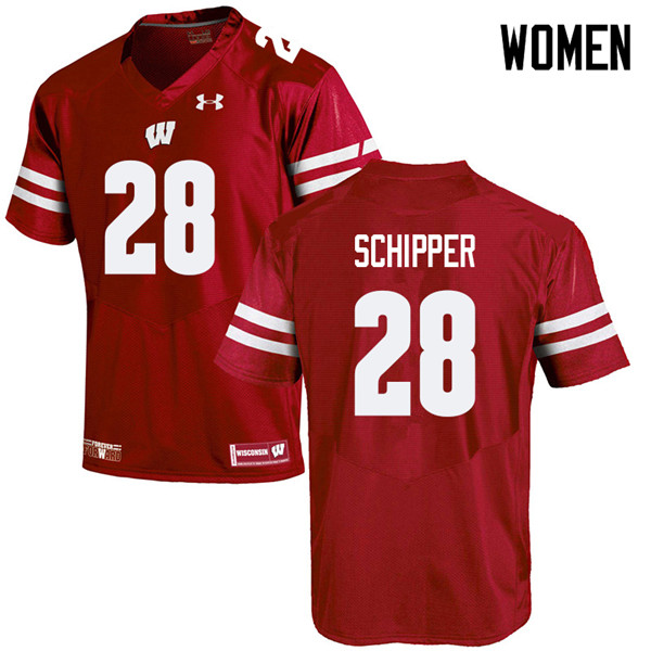 Wisconsin Badgers Women's #28 Brady Schipper NCAA Under Armour Authentic Red College Stitched Football Jersey RV40V76DE
